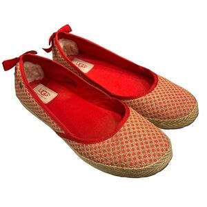 UGG Women's  Ballet Indah Burlap Tomato Soup Textile Flat 9.5 Medium